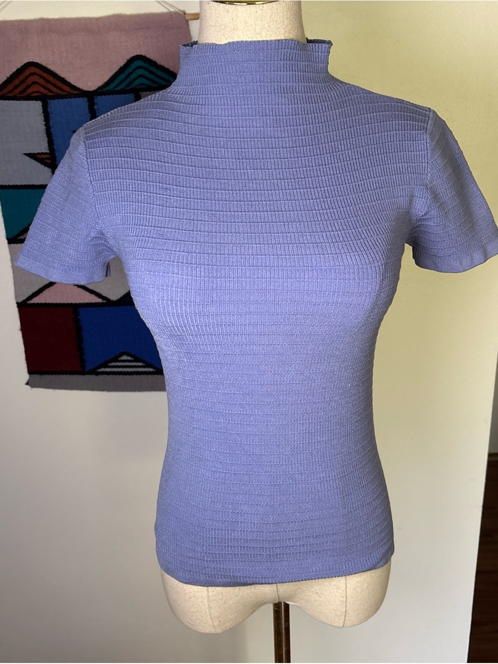 VTG 90s Philippe Adec Ribbed Mock Neck Short Sleeve Top
